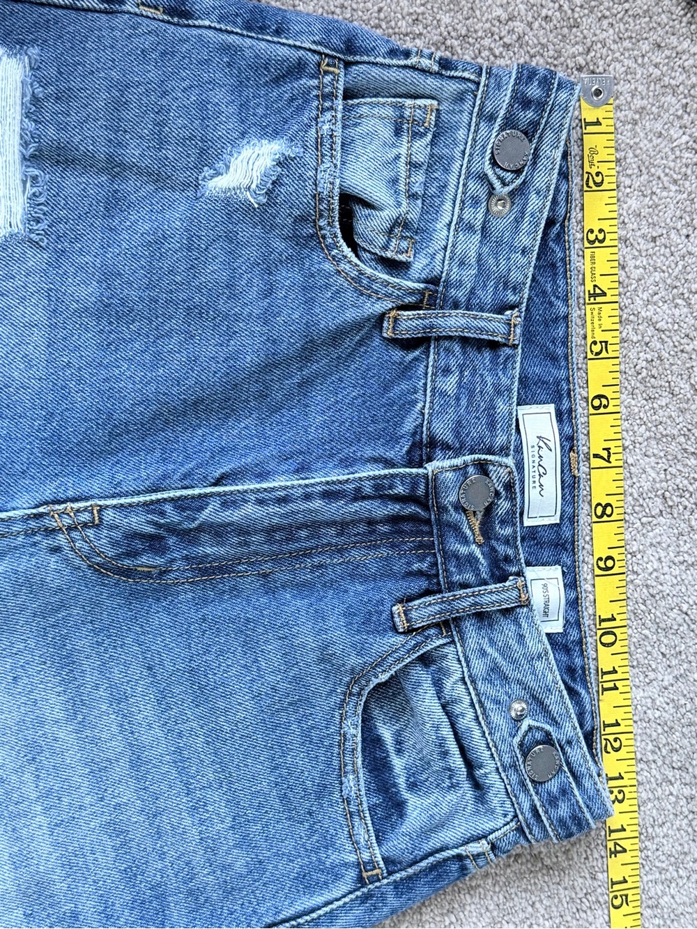 KanCan Signature 90's Straight Distressed High Rise Raw Hem Jeans Size 25 #6 - Picture 8 of 11